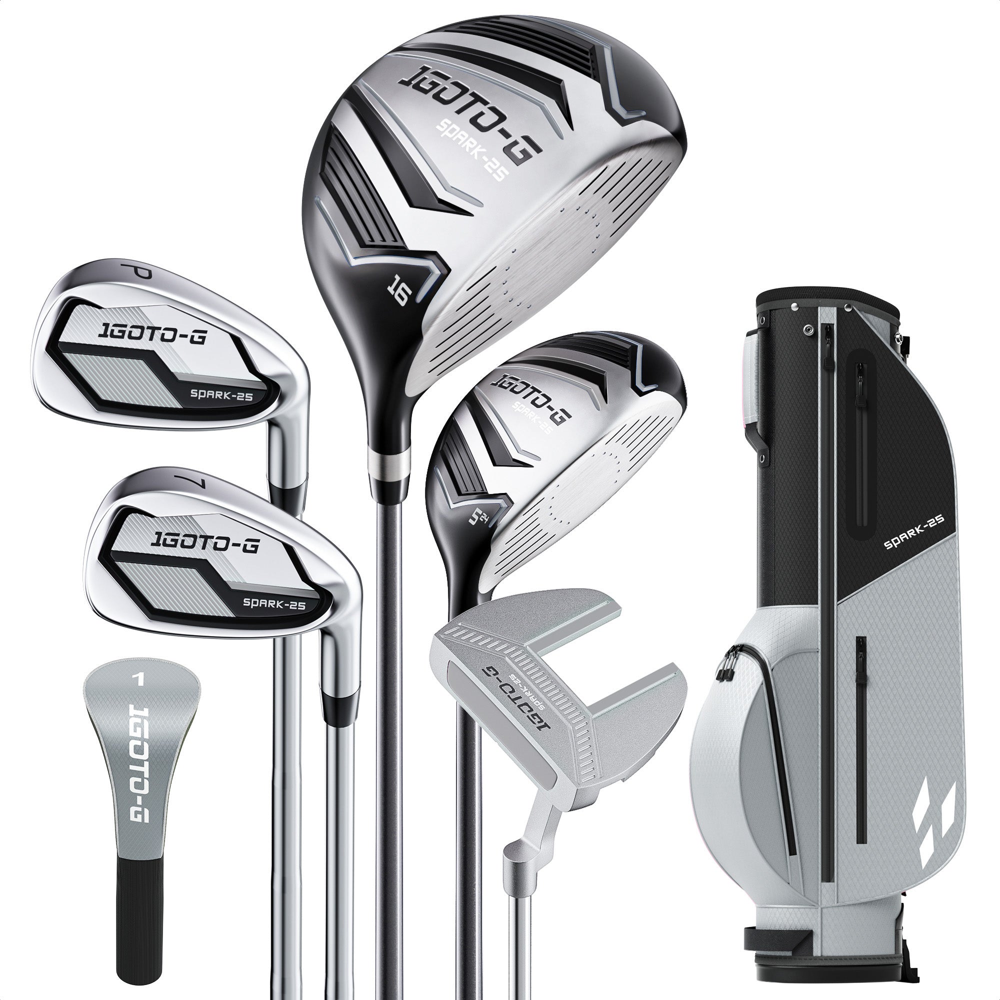 1GoTo-G 7 Pieces Kids Golf Clubs Set - Youth Golf Clubs Junior Set