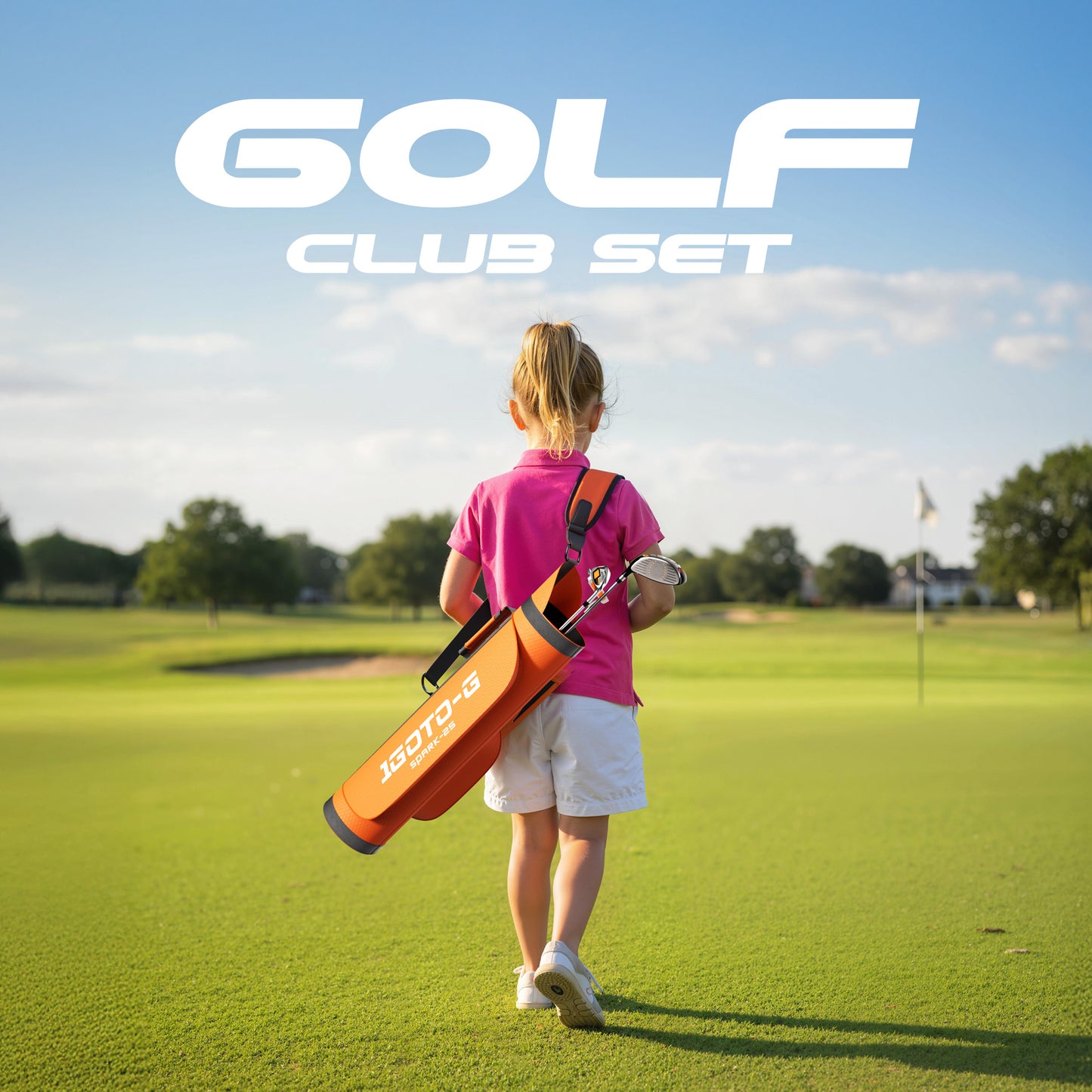 1GoTo-G 5 Pieces Kids Golf Clubs Set - Youth Golf Clubs Junior Set Ages 3-5 Includes Carry Bag, 3# Fairway Wood, 7# Iron, Putter Right Hand for Boys Girls