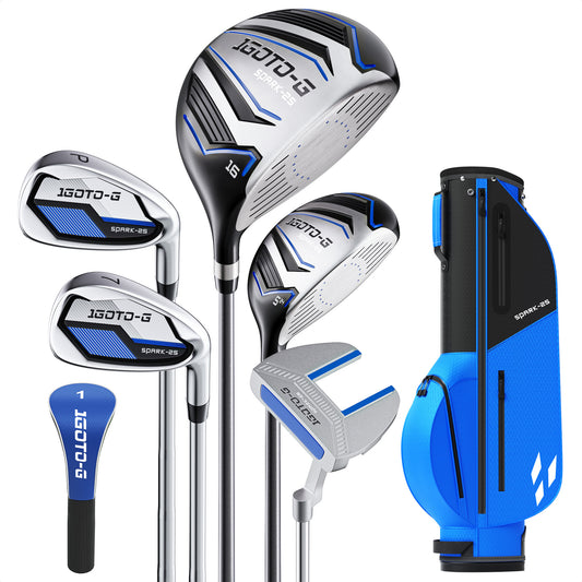 1GoTo-G 7 Pieces Kids Golf Clubs Set - Youth Golf Clubs Junior Set Ages 12-14 Includes Stand Bag, 1# Driver, 5# Hybrid, 7#, PW# Irons and Putter Right Hand for Boys Girls