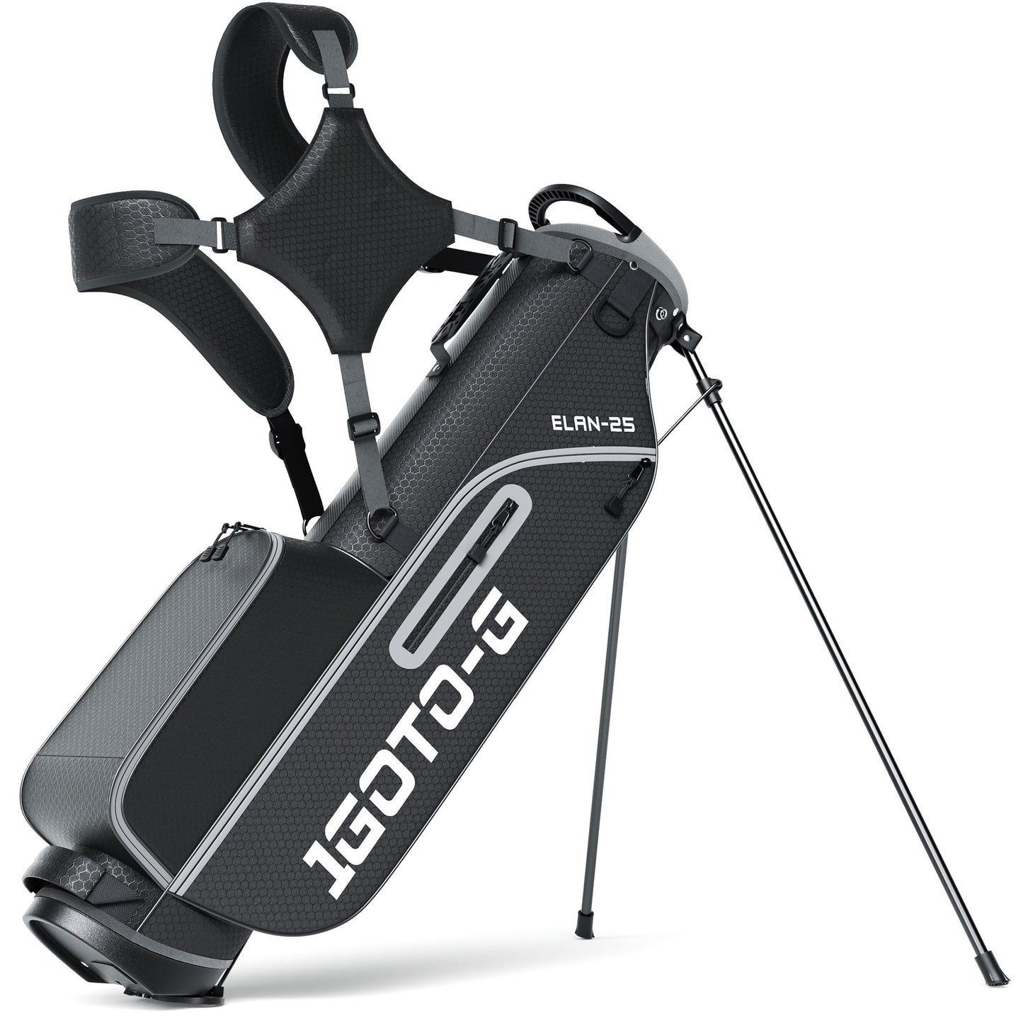 1GoTo-G Lightweight Golf Stand Bag - 4-Way Length Dividers Golf Club Bag with USB Charging Port and Rain Hood for Men & Women, Driving Range & Par 3