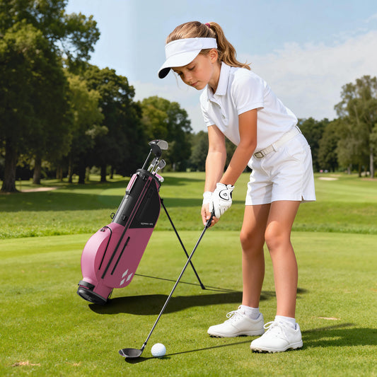 1GoTo-G 7 Pieces Kids Golf Clubs Set - Youth Golf Clubs Junior Set Ages 12-14 Includes Stand Bag, 1# Driver, 5# Hybrid, 7#, PW# Irons and Putter Right Hand for Boys Girls