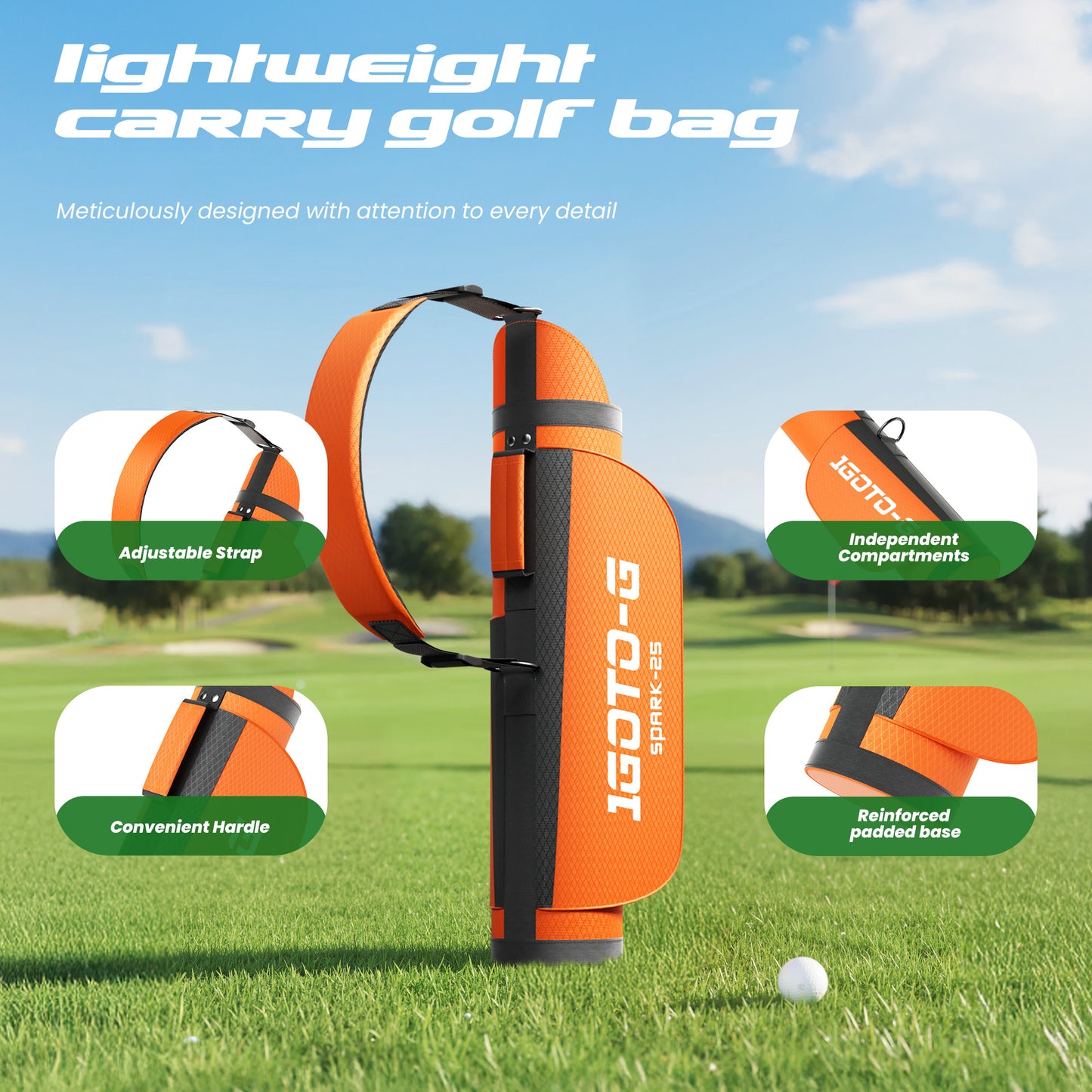 1GoTo-G 5 Pieces Kids Golf Clubs Set - Youth Golf Clubs Junior Set Ages 3-5 Includes Carry Bag, 3# Fairway Wood, 7# Iron, Putter Right Hand for Boys Girls