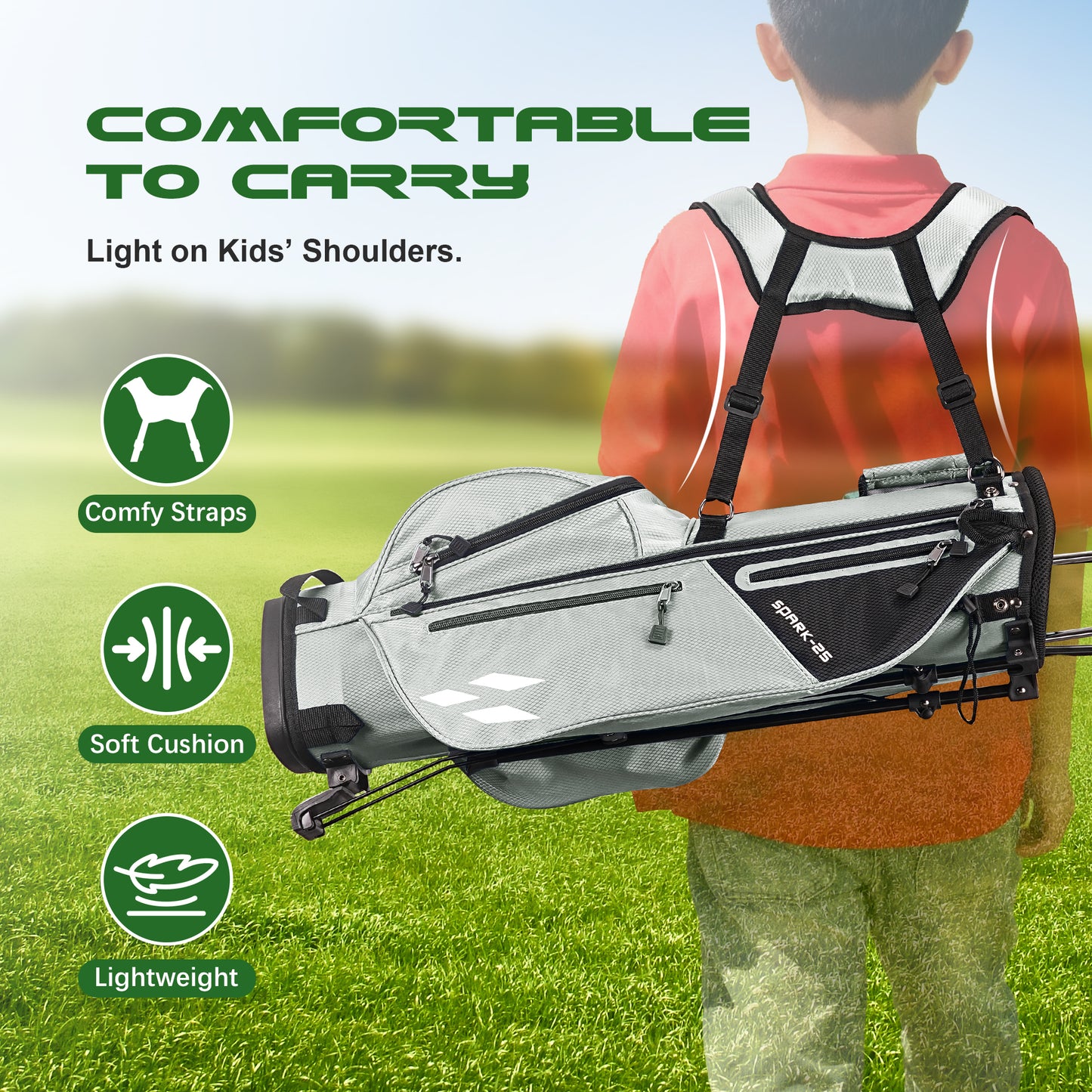 1GoTo-G Junior Golf Stand Bag - Youth Golf Bag Ages 12-14 Lightweight Golf Stand Bag for Children