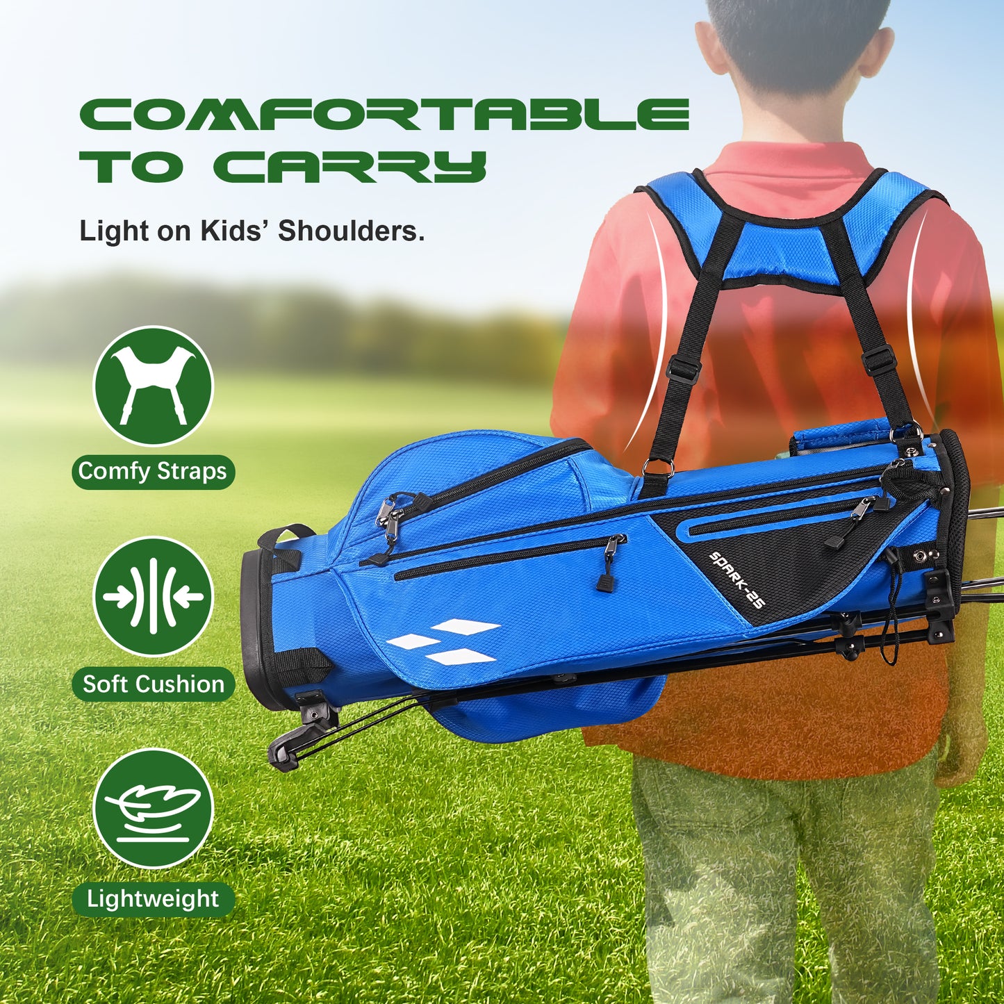 1GoTo-G Junior Golf Stand Bag - Youth Golf Bag Ages 9-12 Lightweight Golf Stand Bag for Children