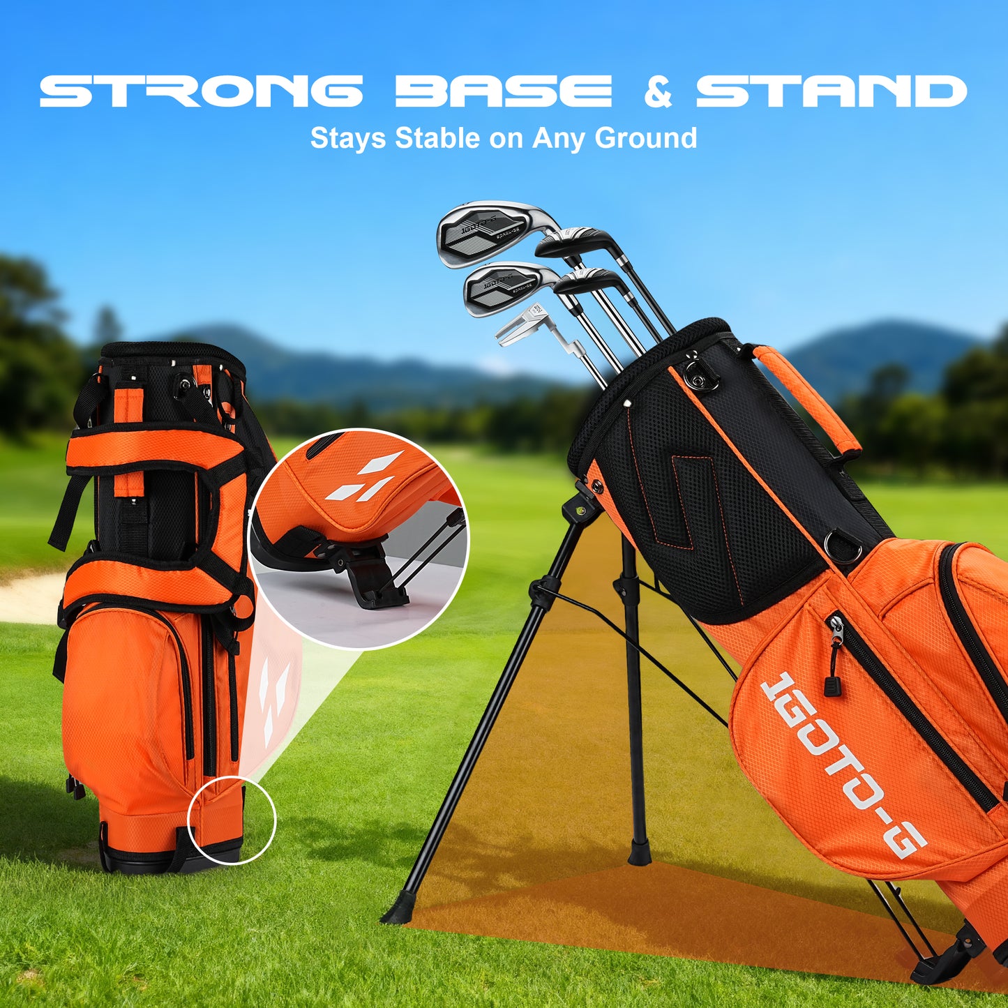 1GoTo-G Junior Golf Stand Bag - Youth Golf Bag Ages 6-8 Lightweight Golf Stand Bag for Children