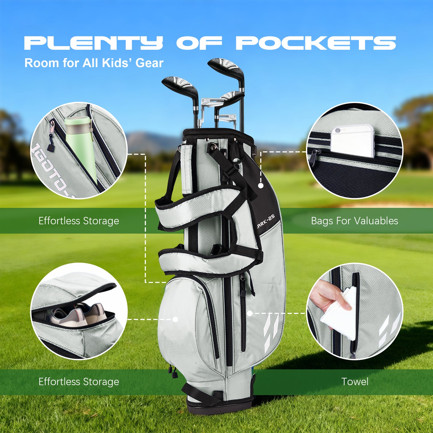 1GoTo-G Junior Golf Stand Bag - Youth Golf Bag Ages 12-14 Lightweight Golf Stand Bag for Children